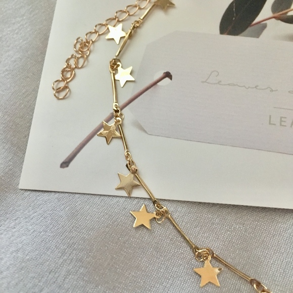 'Luminary' Gold Stars Dangle Choker Necklace - Picture 5 of 8